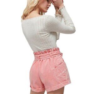 BDG Urban Outfitter Paperbag High Waisted Tie Belt Pink Shorts Size S